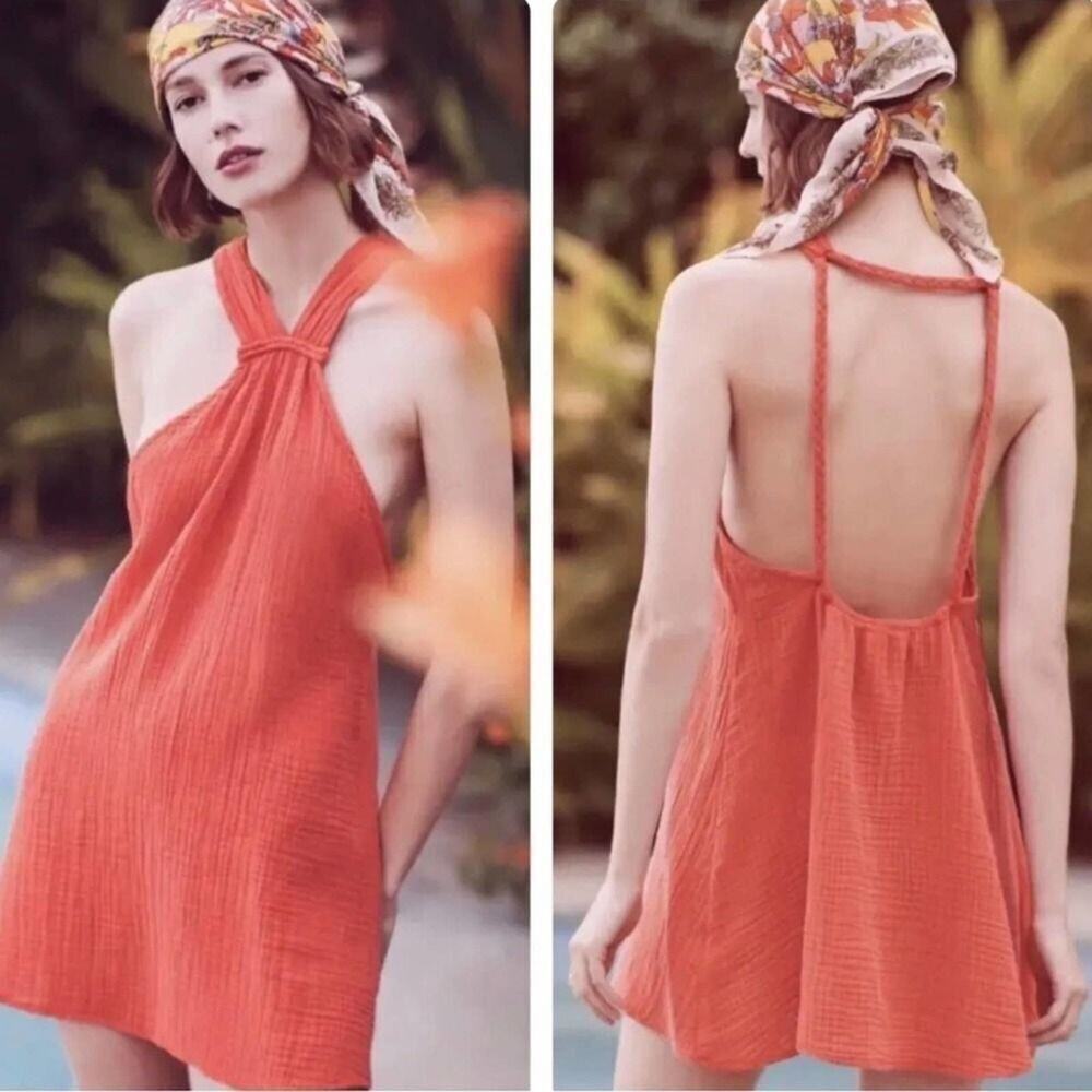 Anthropologie Braided Halter Mini Dress - Picture 1 of 9